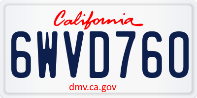 CA license plate 6WVD760