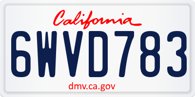 CA license plate 6WVD783