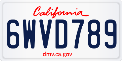 CA license plate 6WVD789
