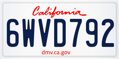 CA license plate 6WVD792