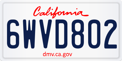 CA license plate 6WVD802