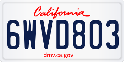 CA license plate 6WVD803