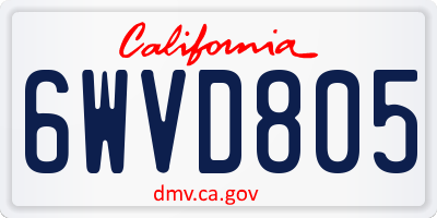 CA license plate 6WVD805