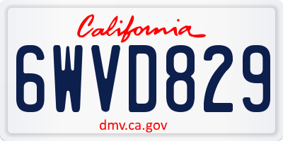 CA license plate 6WVD829