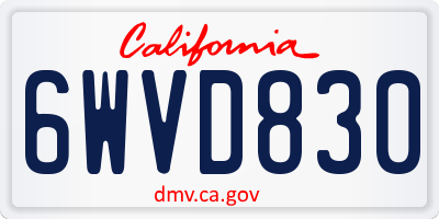 CA license plate 6WVD830