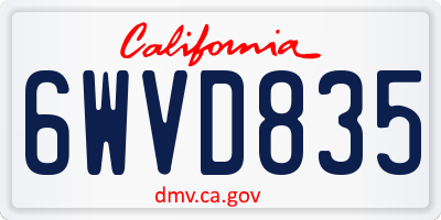 CA license plate 6WVD835