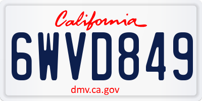 CA license plate 6WVD849