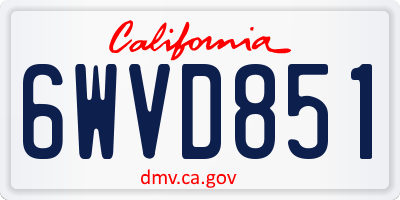 CA license plate 6WVD851