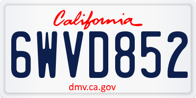 CA license plate 6WVD852