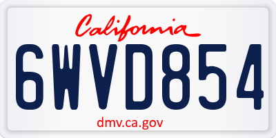 CA license plate 6WVD854