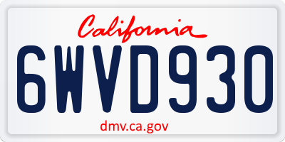 CA license plate 6WVD930