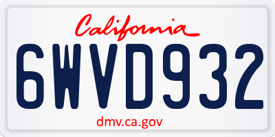 CA license plate 6WVD932