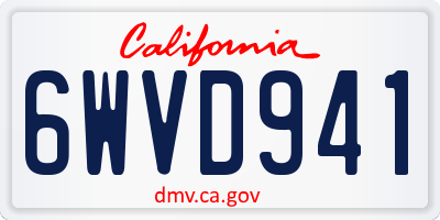 CA license plate 6WVD941