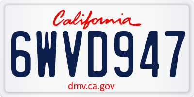CA license plate 6WVD947