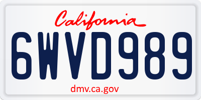CA license plate 6WVD989