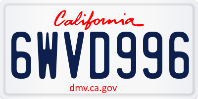 CA license plate 6WVD996