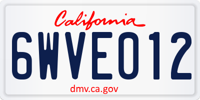 CA license plate 6WVE012