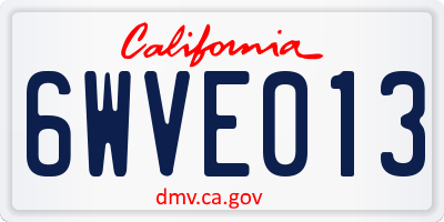 CA license plate 6WVE013