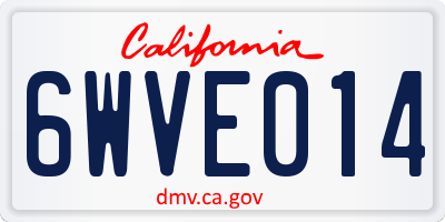 CA license plate 6WVE014