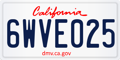 CA license plate 6WVE025