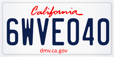 CA license plate 6WVE040
