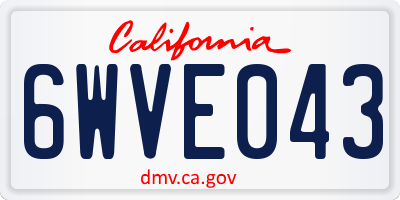CA license plate 6WVE043