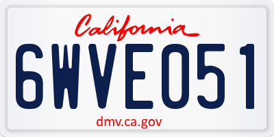 CA license plate 6WVE051