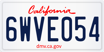 CA license plate 6WVE054