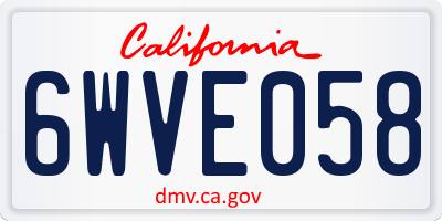 CA license plate 6WVE058