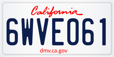 CA license plate 6WVE061
