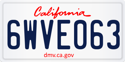CA license plate 6WVE063