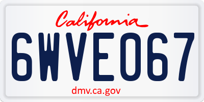 CA license plate 6WVE067