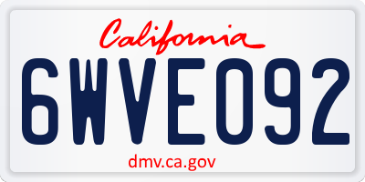 CA license plate 6WVE092