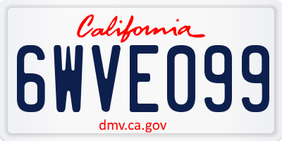 CA license plate 6WVE099