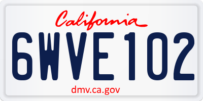 CA license plate 6WVE102