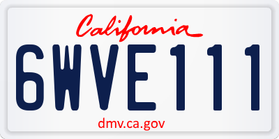 CA license plate 6WVE111