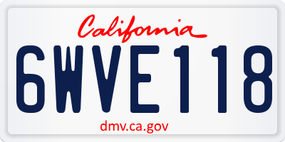 CA license plate 6WVE118