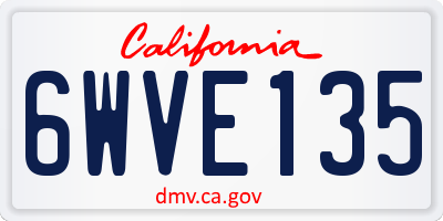 CA license plate 6WVE135