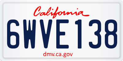 CA license plate 6WVE138