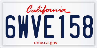 CA license plate 6WVE158