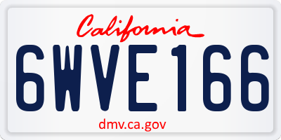 CA license plate 6WVE166