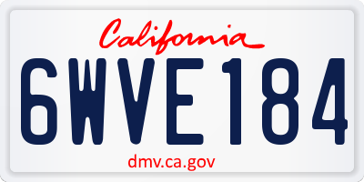 CA license plate 6WVE184