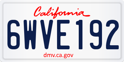 CA license plate 6WVE192