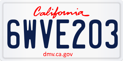 CA license plate 6WVE203