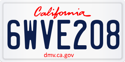 CA license plate 6WVE208