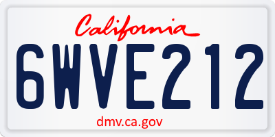 CA license plate 6WVE212