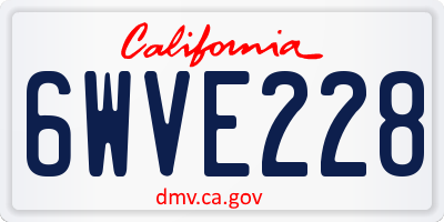 CA license plate 6WVE228