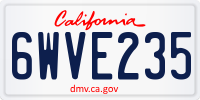 CA license plate 6WVE235