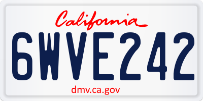 CA license plate 6WVE242