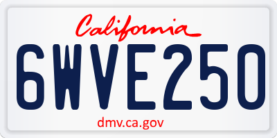 CA license plate 6WVE250